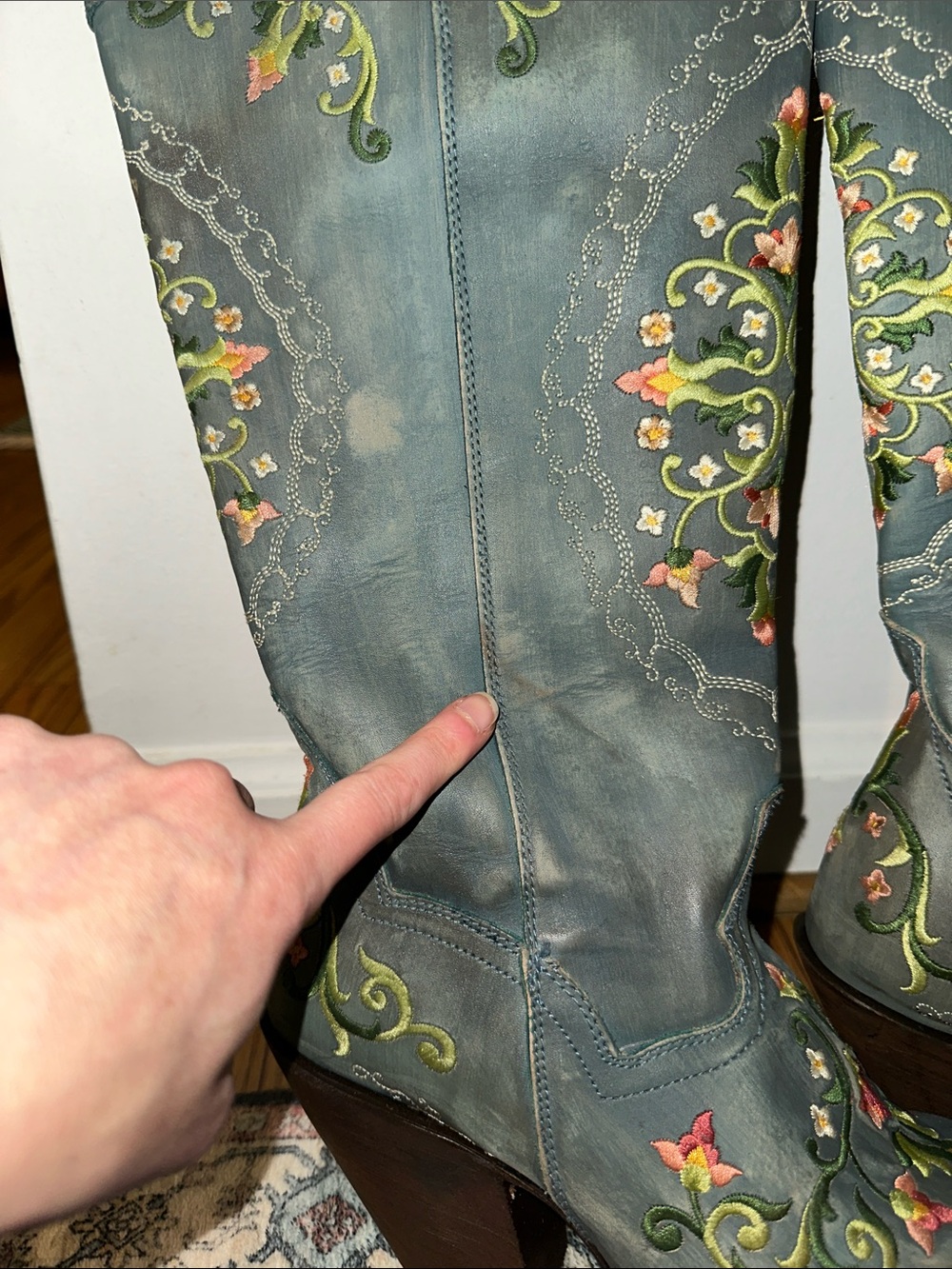 Dan Post Flower Child Leather Boot - Turquoise Sz 10M (NEW Floor Model) - Picture 5 of 12
